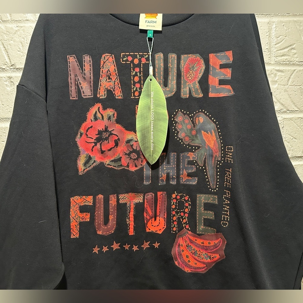 New Farm Rio Nature Is The Future Oversized Sweatshirt Black Size Small - Picture 3 of 10